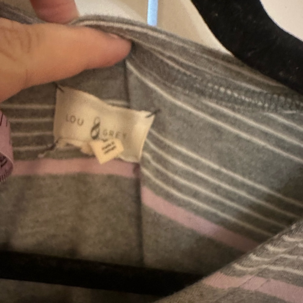 Lou & Grey Heather Gray and Soft Pink Jersey Dress Large - Picture 2 of 2